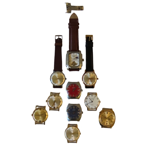 522 - A LONSTAR EXCECUTIVE MANUAL WIND 17 JEWELS WRISTWATCH, GILT WITH SILVER DIAL, another with gilt dial... 