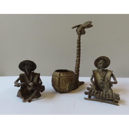 92 - AN ASHANTI LOST WAX BRASS ROYAL COURT SCENE, 20TH CENTURY, and various other Ashanti Lost wax figura... 