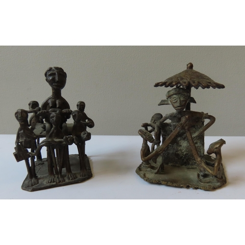 92 - AN ASHANTI LOST WAX BRASS ROYAL COURT SCENE, 20TH CENTURY, and various other Ashanti Lost wax figura... 