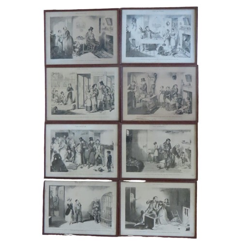 390 - GEORGE CRUIKSHANK (1792-1878) 'THE BOTTLE (1841) SET OF EIGHT ENGRAVINGS, glazed and framed27 x 37 c... 