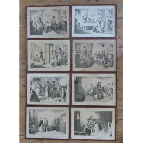 390 - GEORGE CRUIKSHANK (1792-1878) 'THE BOTTLE (1841) SET OF EIGHT ENGRAVINGS, glazed and framed27 x 37 c... 