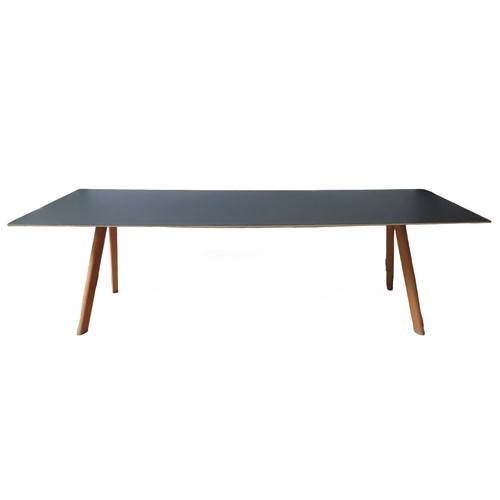 42 - A COPENHAGUE CPH30 TABLE BY RONAN & ERWAN BOUROULLEC FOR HAY, black linoleum covered rectangular... 