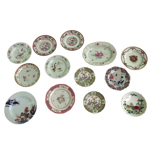 625 - A GROUP OF CHINESE FAMILLE ROSE DISHES MOSTLY 18TH CENTURY31 - 21cm