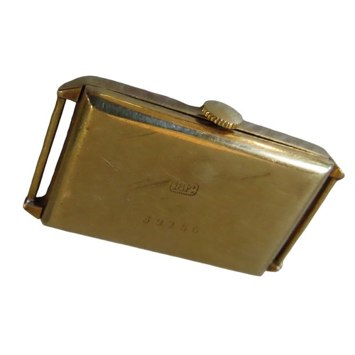 602 - A VINTAGE GOLD ART DECO WATCH, rectangular form case, the dial signed Arteon, missing it's glass fro... 