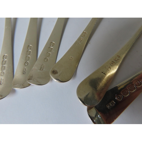 652 - TWO SETS OF SIX GEORGIAN SILVER TEASPOONS, the first set monogrammed G.R.H and marked Jonathan Perki... 