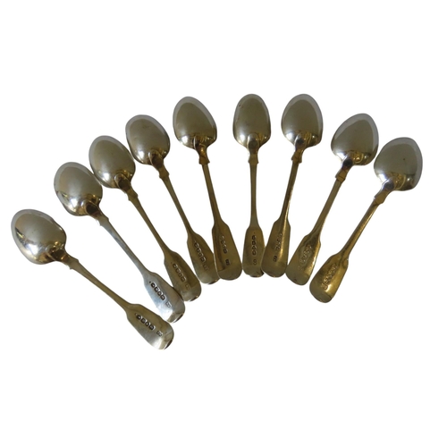 684 - A GROUP OF FIVE GEORGE IV SILVER SOUP SPOONS AND FOUR OTHERS, the five fiddle pattern monogrammed so... 