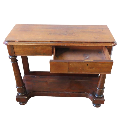 60 - A 19TH CENTURY ROSEWOOD EMPIRE-STYLE CONSOLE TABLE, the moulded edge rectangular top over two frieze... 