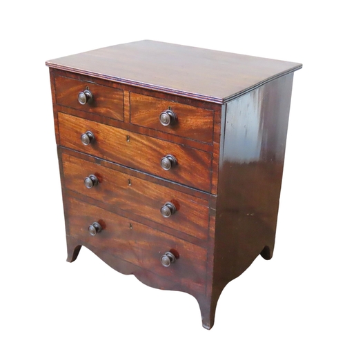 51 - A REGENCY MAHOGANY NIGHT COMMODE, with metamorphic hinged top and front panel, with the facade of a ... 