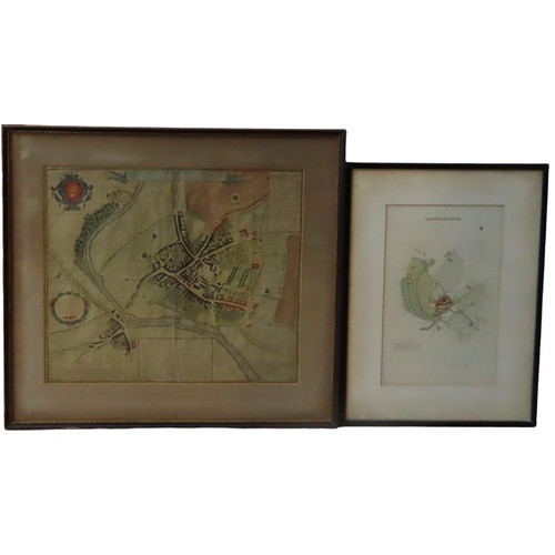 709 - A HAND DRAWN COLOURED 18TH CENTURY MAP OF BLANDFORD FORUM, by John Bastard, sold by Phill Overton, P... 