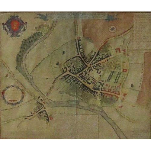 709 - A HAND DRAWN COLOURED 18TH CENTURY MAP OF BLANDFORD FORUM, by John Bastard, sold by Phill Overton, P... 