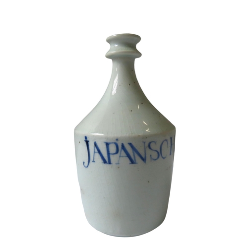 298 - A JAPANESE PORCELAIN SOY BOTTLE, 19TH CENTURY, wide cylindrical body rising to a slender neck, the b... 