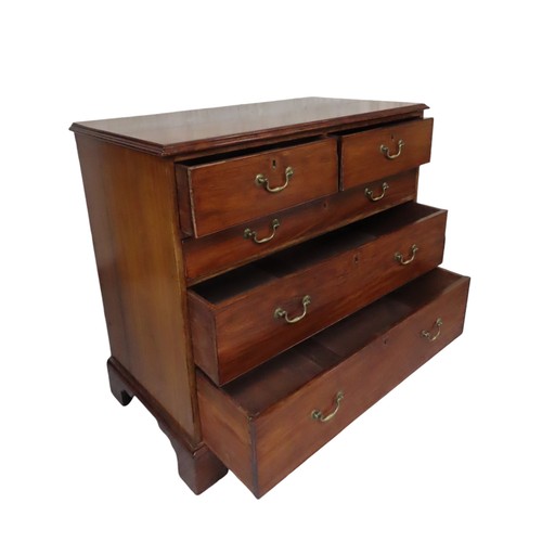 85 - MID 19TH CENTURY MAHOGANY SECRETAIRE, graduated chest of drawers, brass drop handles, raised on brac... 