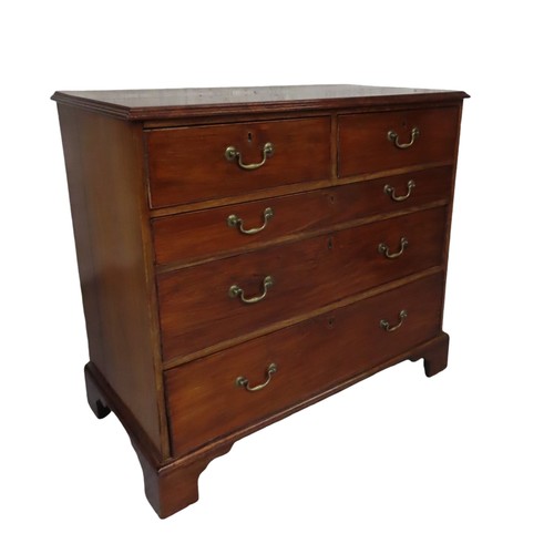 85 - MID 19TH CENTURY MAHOGANY SECRETAIRE, graduated chest of drawers, brass drop handles, raised on brac... 