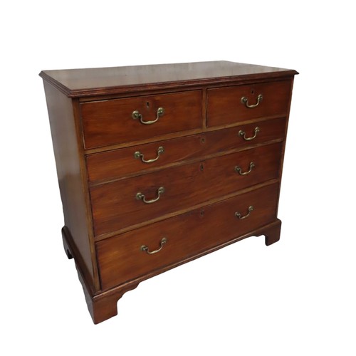 85 - MID 19TH CENTURY MAHOGANY SECRETAIRE, graduated chest of drawers, brass drop handles, raised on brac... 