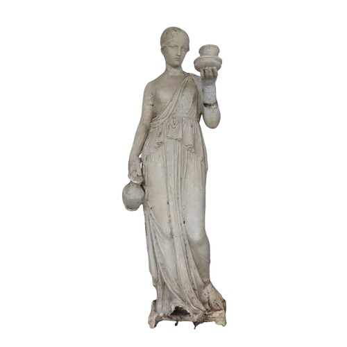 595 - LATE 19TH CENTURY PLASTER FIGURE OF HEBE, GODDESS OF YOUTH AND CUPBEARER TO THE GODSHeight 165cm, wi... 