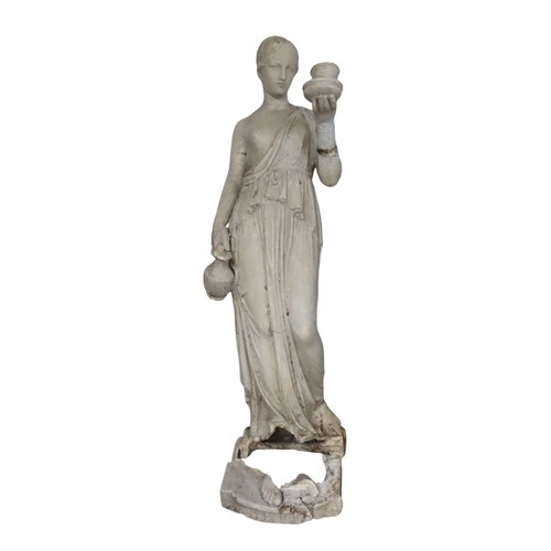 595 - LATE 19TH CENTURY PLASTER FIGURE OF HEBE, GODDESS OF YOUTH AND CUPBEARER TO THE GODSHeight 165cm, wi... 