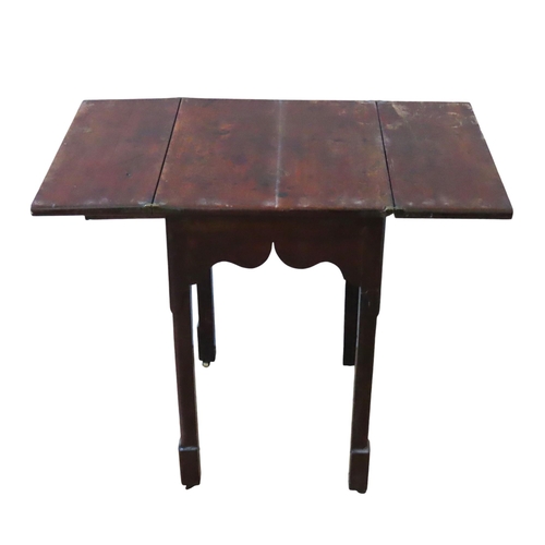 90 - A 19TH CENTURY MAHOGANY BI-FOLD OCCASIONAL TABLE, square form top with two fold-over leaves, above a... 