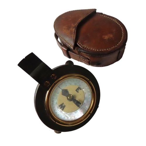 273 - A VERNER’S PATTERN MK V, MILITRAY ISSUE PRISMATIC COMPASS in a leather case by W. Watson & Sons,... 