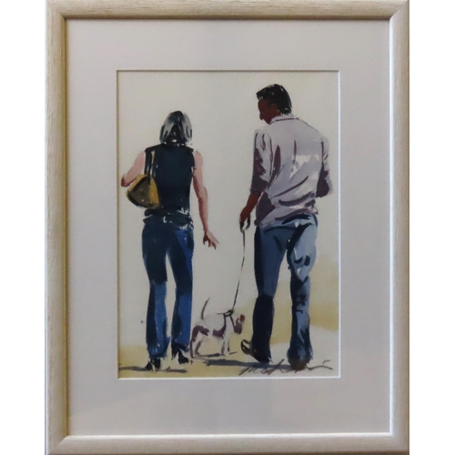 457 - MARILYN ALLIS (XX-XXI) 'ENGROSSING CONVERSATION' WATER COLOUR/PAPER, signed in lower right corner, g... 