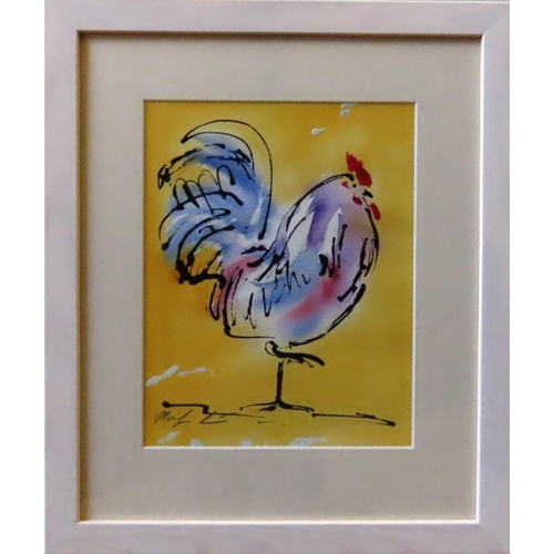 463 - MARILYN ALLIS (XX-XXI) WATER COLOUR OF COCKEREL, signed in lower left corner, glazed and framed32 x ... 