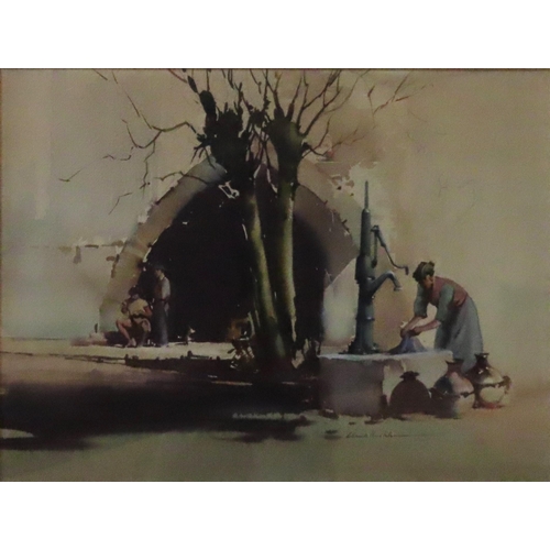 540 - CLAUDE BUCKLE (1905-1973) 'THE WATER PUMP' WATER COLOUR/PAPER, signed in lower right corner, glazed ... 