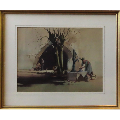 540 - CLAUDE BUCKLE (1905-1973) 'THE WATER PUMP' WATER COLOUR/PAPER, signed in lower right corner, glazed ... 