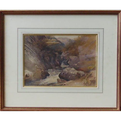 470 - DAVID HALL MCKEWAN (1817-1873) 'ANGLER BY MOUNTAIN STREAM' WATER COLOUR/PAPER, signed in lower left ... 