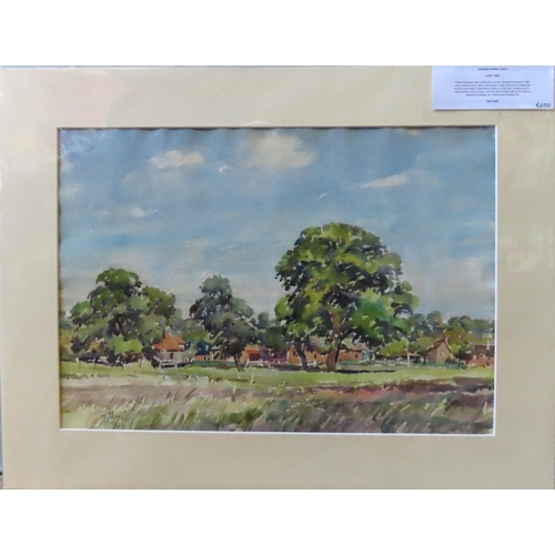 466 - LLEWELLYN PETLY JONES (1908-1986) 'THE FARM' WATER COLOUR/PAPER, signed and dated '67 in lower left ... 