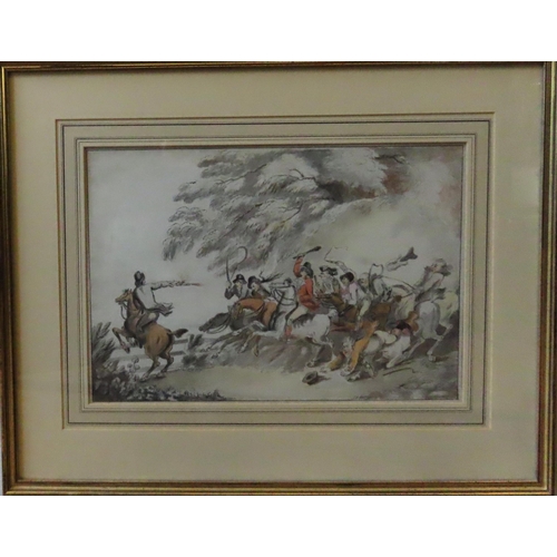 535 - AFTER THOMAS ROWLANDSON (1756-1827) 'THE PURSUIT' WATER COLOUR/PAPER, glazed and framed32.5 x 47 cm... 