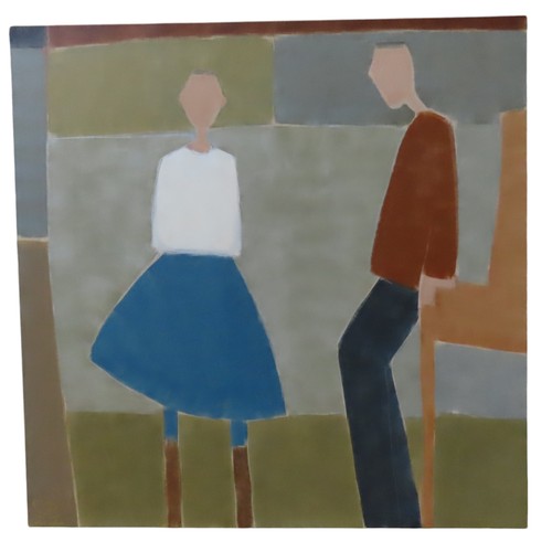 545 - CAROL DOUGLAS (XX) FIGURATIVE PAINTING OF COUPLE (2022) acryllic on canvas, applied with a roller, m... 