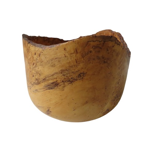 720 - HAND TURNED AND CARVED BURR WOOD BOWL by Paul Boak, a woodturner and artist based in Somerset.23cm h... 