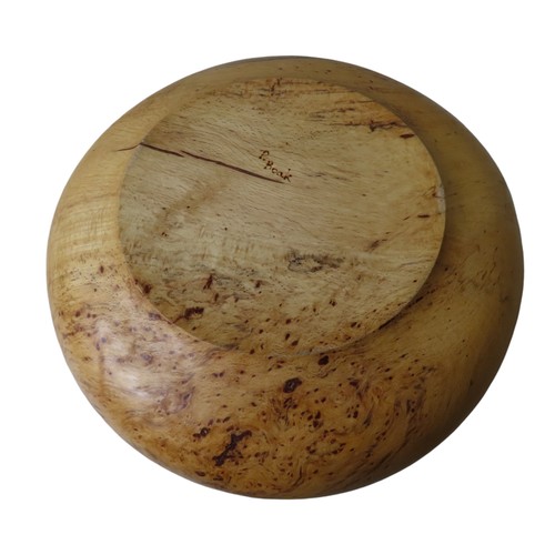 720 - HAND TURNED AND CARVED BURR WOOD BOWL by Paul Boak, a woodturner and artist based in Somerset.23cm h... 