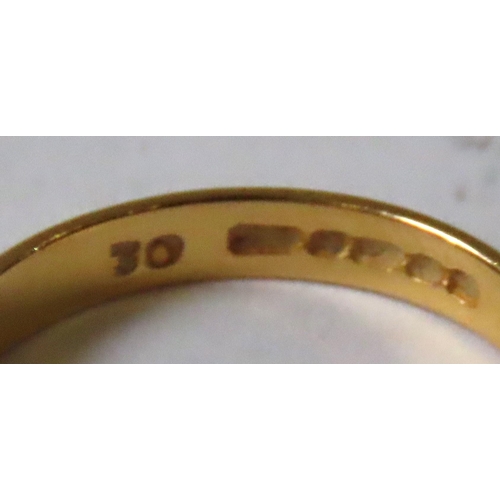 609 - A 22 CT GOLD BAND RING, with domed shank3.6 grams