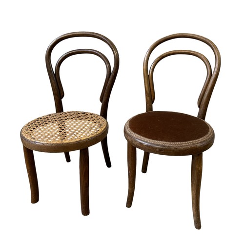 7 - A CHILD'S THONET BENTWOOD CHAIR AND ONE OTHER, the Thonet chair with an padded seat, with a maker's ... 