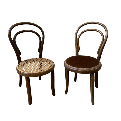 7 - A CHILD'S THONET BENTWOOD CHAIR AND ONE OTHER, the Thonet chair with an padded seat, with a maker's ... 