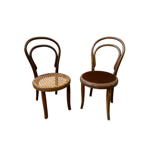 7 - A CHILD'S THONET BENTWOOD CHAIR AND ONE OTHER, the Thonet chair with an padded seat, with a maker's ... 