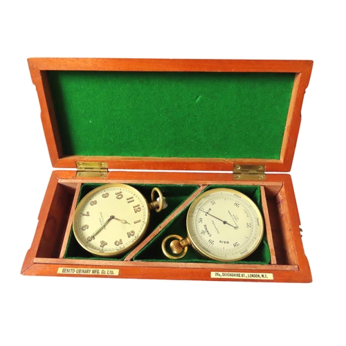 271 - NEGRETTI AND ZAMBRA AN ANEROID BAROMETER AND MATCHING TIMEPIECE both signed Negretti and Zambra, Lon... 