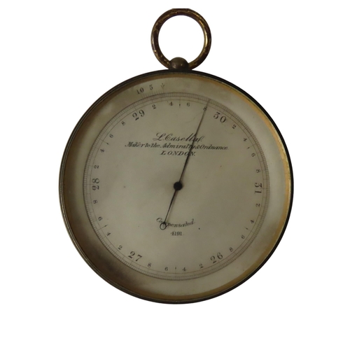 266 - A BRASS ANEROID BAROMETER Signed L. Casella, Maker to the Admiralty & Ordnance, London, no 4191,... 