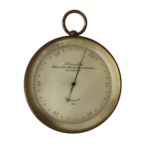 266 - A BRASS ANEROID BAROMETER Signed L. Casella, Maker to the Admiralty & Ordnance, London, no 4191,... 