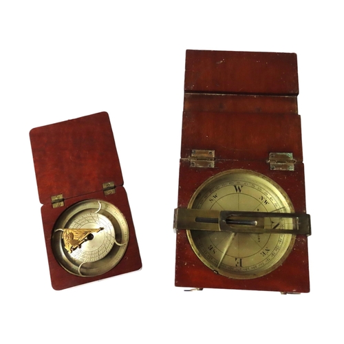 270 - A MAHOGANY CASED SURVEYING COMPASS Silvered dial signed Marrat and Short, London Bridge, 10cm square... 