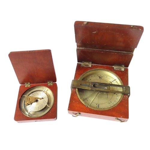 270 - A MAHOGANY CASED SURVEYING COMPASS Silvered dial signed Marrat and Short, London Bridge, 10cm square... 