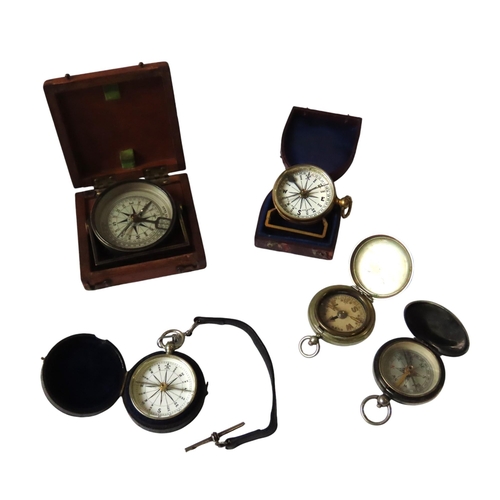 267 - A SURVEYING COMPASS,  with a silvered dial signed Keuffel and Esser Co, New York, in a fitted mahoga... 