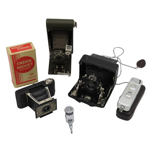 288 - A GROUP OF FOUR VINTAGE CAMERAS, the lot consists of an Ensign Midget (with original box), a Minox B... 