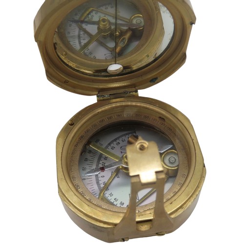 252 - A NATURAL SINE BRASS NAUTICAL COMPASS AND THREE POCKET COMPASSES, the brass compass inscribed Ross, ... 