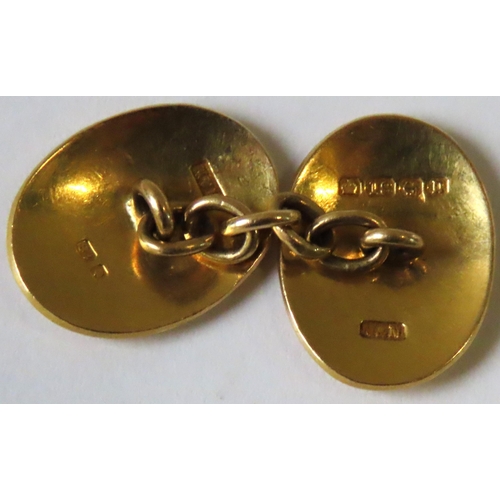 620 - TWO PAIRS OF VINTAGE 18CT GOLD CUFFLINKS, together with four 18ct gold collar studs, a yellow metal ... 