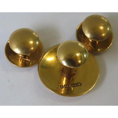 620 - TWO PAIRS OF VINTAGE 18CT GOLD CUFFLINKS, together with four 18ct gold collar studs, a yellow metal ... 