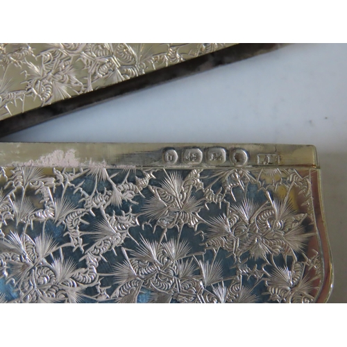 638 - A VICTORIAN SILVER CARD CASE, rectangular cartouche form with chased foliate decoration throughout, ... 