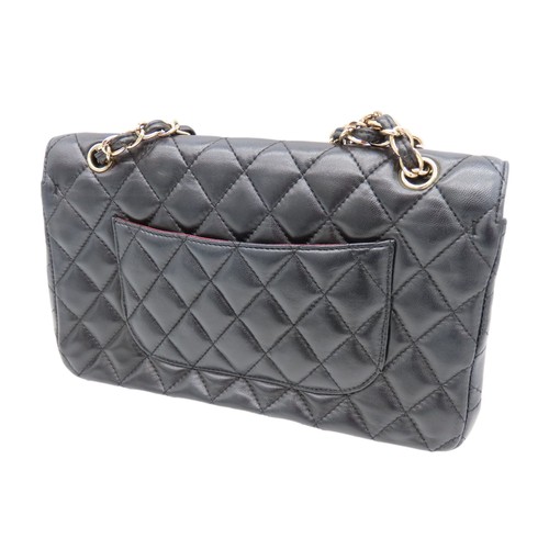 286 - CHANEL BLACK LEATHER QUILTED FLAP BAG with authentication card and Chanel dust bag.Main compartment ... 