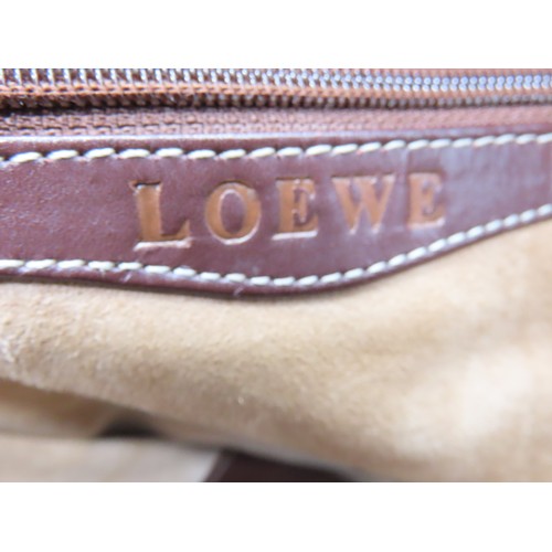 281 - LOEWE SHOULDER BAG Main in soft brown suede leather with darker brown leather base and side sections... 