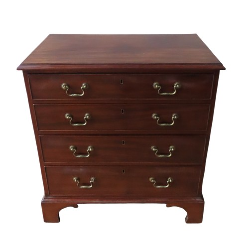 43 - A MAHOGANY CHEST OF DRAWERS, 19TH CENTURY, rectangular top with applied moulded edge over five gradu... 